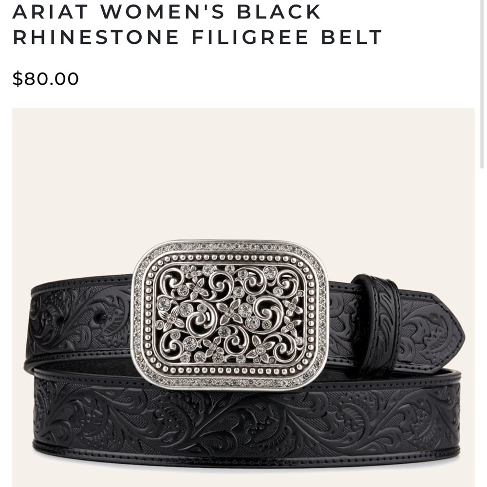 Ariat Black Filigree Rhinestone Belt